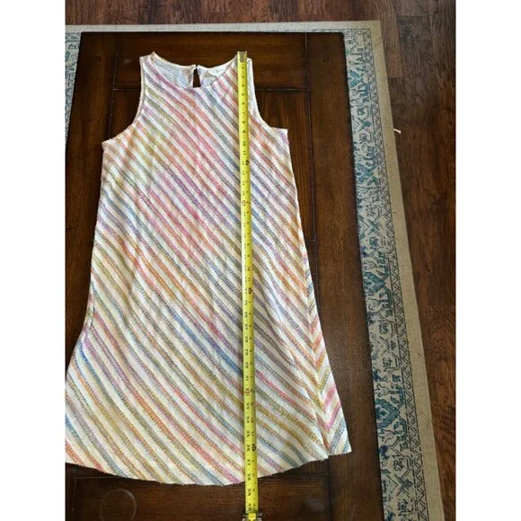 Lou & Grey Dress Diagonal Rainbow Stripe Sleeveless Swing Sundress Small Summer - Picture 5 of 10